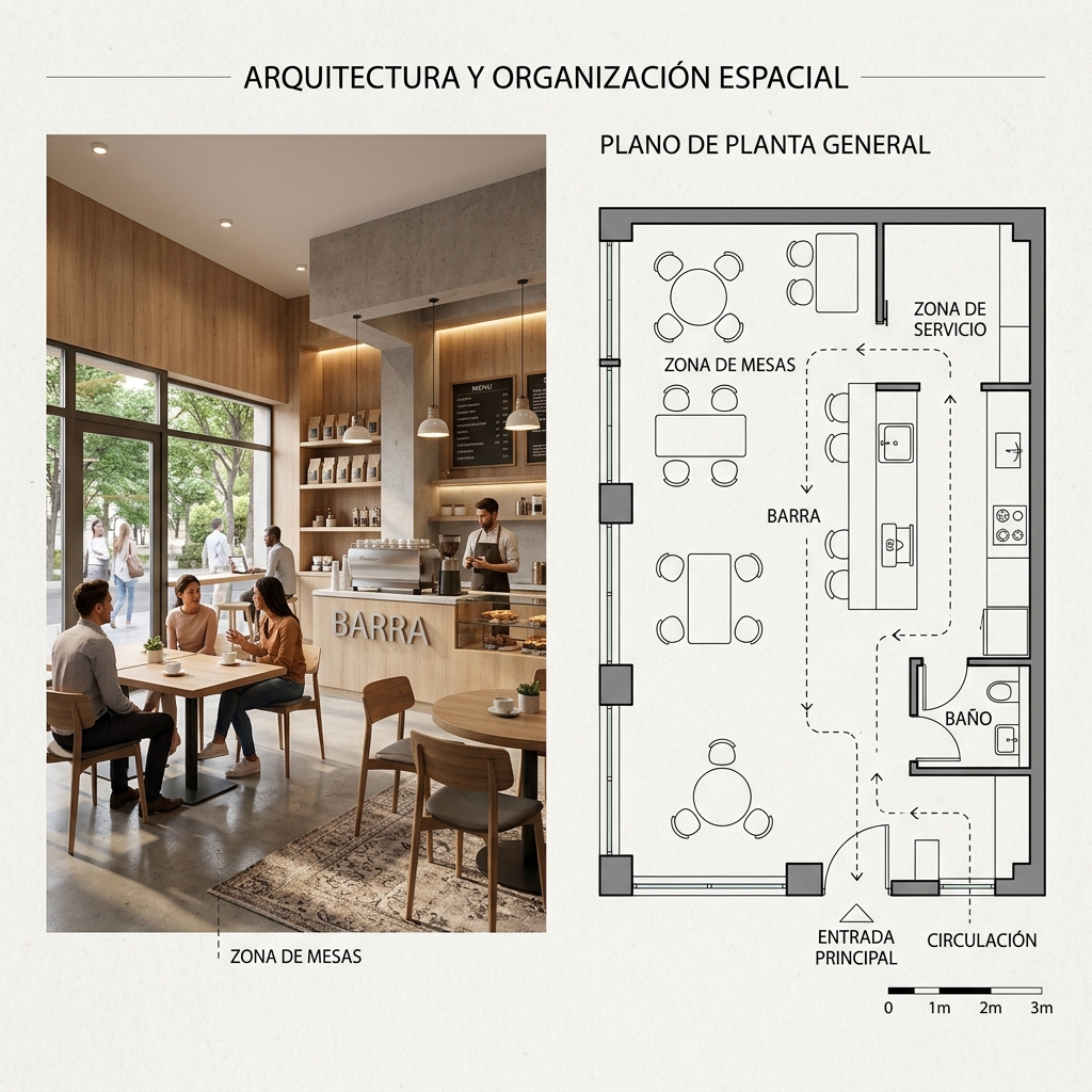Interiorismo comercial y planos para el Proyecto Integral NODO